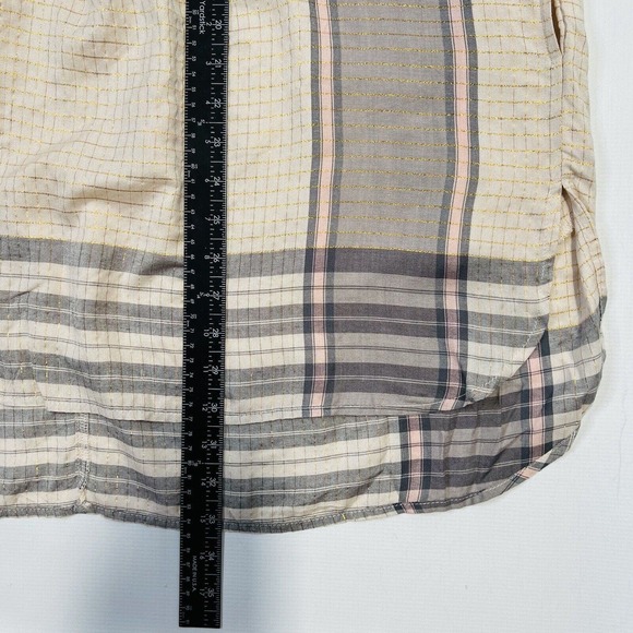 Free People XS Buttondown Tunic Dress Plaid Long Sleeves Pink Gray, Oversized - Picture 5 of 11